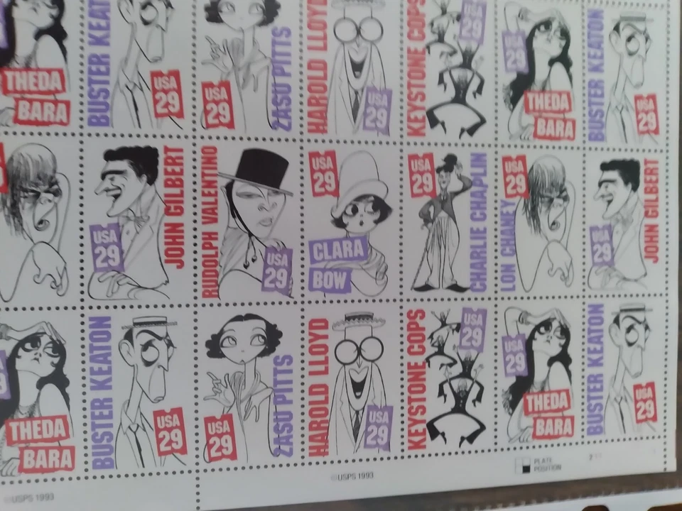 "Stars of the Silent Screen" Limited Edition Sheet of 40 stamps 1993 MNH - Image 3 of 4