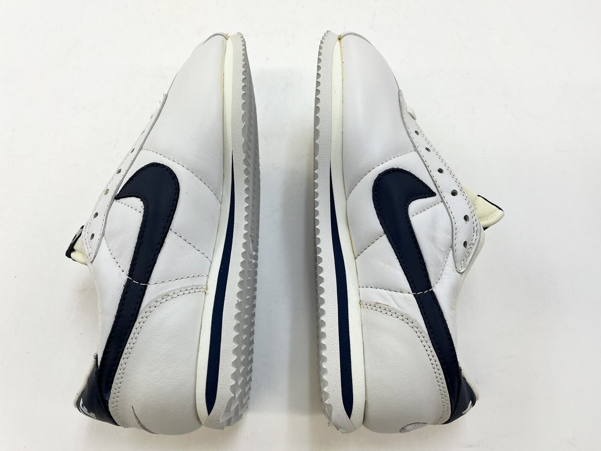 1996 Nike Leather Cortez White Navy Blue Metallic Silver Sz 8 Men