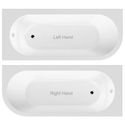 J-Shaped Curved RH LH 1700 x 725mm Single Ended Bath + Curved Panel Option