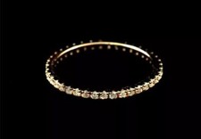 1.20Ct Created Diamonds Thin Wedding Band Eternity Ring 14K Yellow Gold Finish