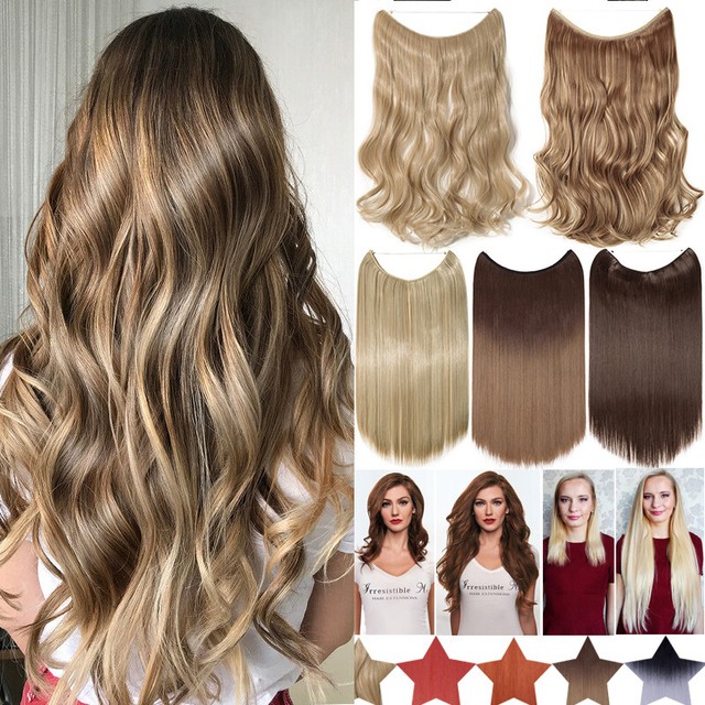 16"-24" THICK Wire In as Human Hair Extensions Secret Hidden Headband Hairpiece 16"-24" THICK Wire In as Human Hair Extensions Secret Hidden Headband Hairpiece