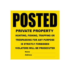 Posted Private Property Signs - 11" x 11" - Tyvek Material