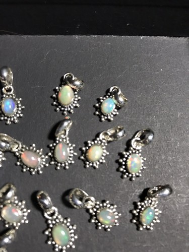 Small Sterling Silver Ethiopian Opal Pendants - Picture 5 of 8