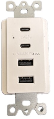 2 Pack USB-C USB-A Combo Receptacle White Bulk Available FREE SHIPPING