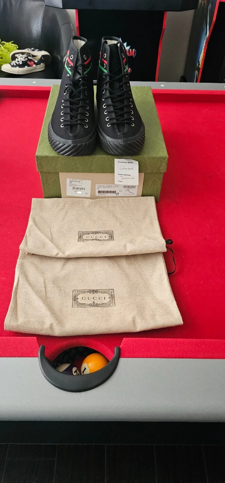 Baskets montantes homme Gucci neuves en toile noir Gucci 11/ 11,5us 703033