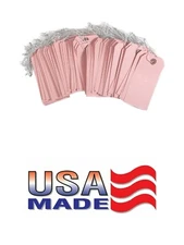 100 - 4 3/4" x 2 3/8" Pink Inventory Tags Strung with ELASTIC Stretchable String