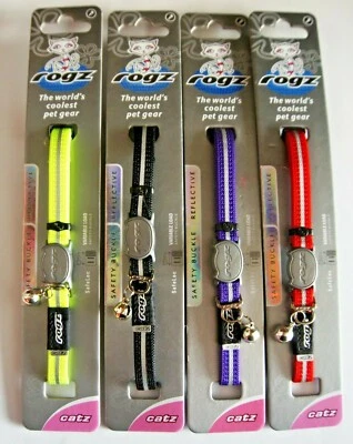 Cat Collars With Bell ROGZ ALLEYCAT Reflective Quick Release Breakaway Collars