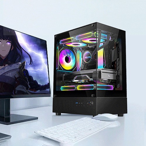 270 Degree Transparent PC Tower Computer Case For M-ATX/ITX Motherboard