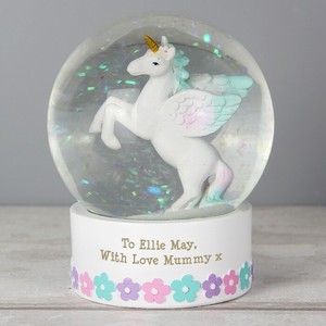 Détails Sur Personnalisé Magique Licorne Paillettes Boule à Neige Filles Anniversaire Baby Noël Afficher Le Titre Dorigine