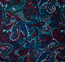 1 Yd 60" Fabric Lt Wt New Dark Paisley Green Red Synthetic Mults Discntd--Have 3