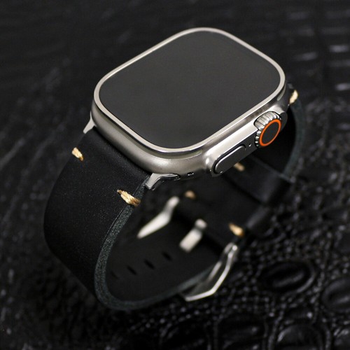 Correa de muñeca de cuero genuino vintage para Apple Watch Ultra Series 10 9 8 7 6 - Imagen 10 de 22