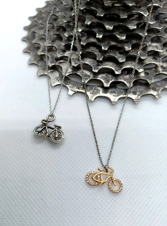 Pendenti MTB BDC varianti Casco Corona Pignoni Bici gioielli in argento 925 - Immagine 2 di 4