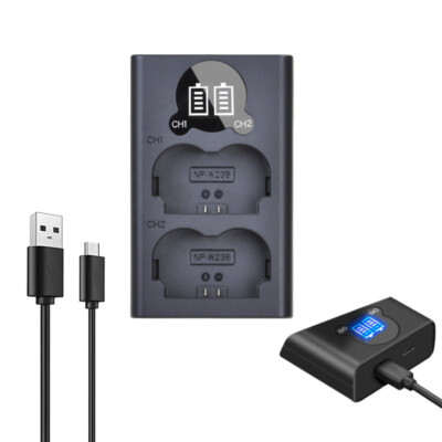 Doppel 2-Kanal Akku LCD Ladestation USB-C für Fujifilm XT4 X-T4 Fuji NP-W235