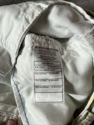Y2K Low Rise Hurley Short Shorts Junior Stretch Low Rise 5 White yellow plaid - Picture 6 of 6