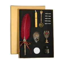 Calligraphy Quill Set with Wax Seal Stamp, Ink and Other Accessories
