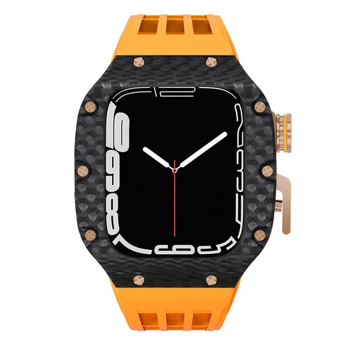 Carbon Fibre Case for Apple Watch 8/7/SE/6 45/44mm Silicone Strap Rubber Band - 第 63/97 張圖片