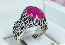 Natural Big Red Ruby Stone For Men Christmas Gift Ring Sterling Silver 925 Ring