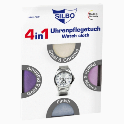 Silbo 4in1 Uhren Pflegetuch Edelstahl Gold Steine Perlen Putztuch