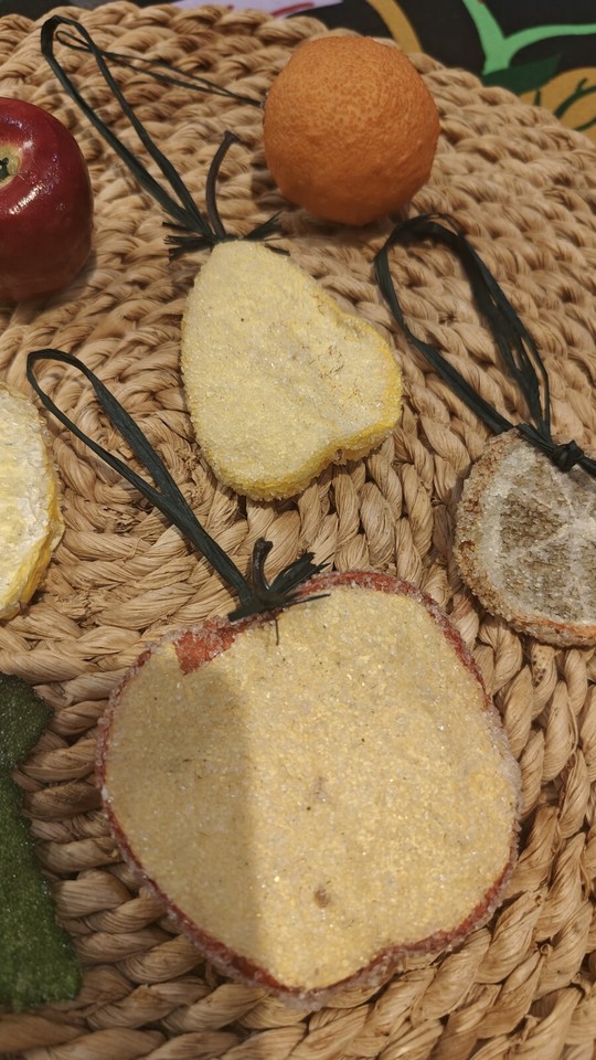 Vintage Christmas Tree Decoration Fruit Apple Lemon Pear Orange Frosted