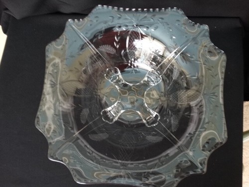 Cambridge Glass Clear Wheel Cut Sonora 3400 12.5 inch Flared 4 Toed Bowl VGUC - Picture 4 of 19