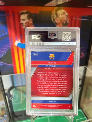 2022-23 Topps Chrome Barcelona RIVALDO 3/15 PURPLE REFRACTOR #98 PSA 8 NM-MT - Picture 11 of 16
