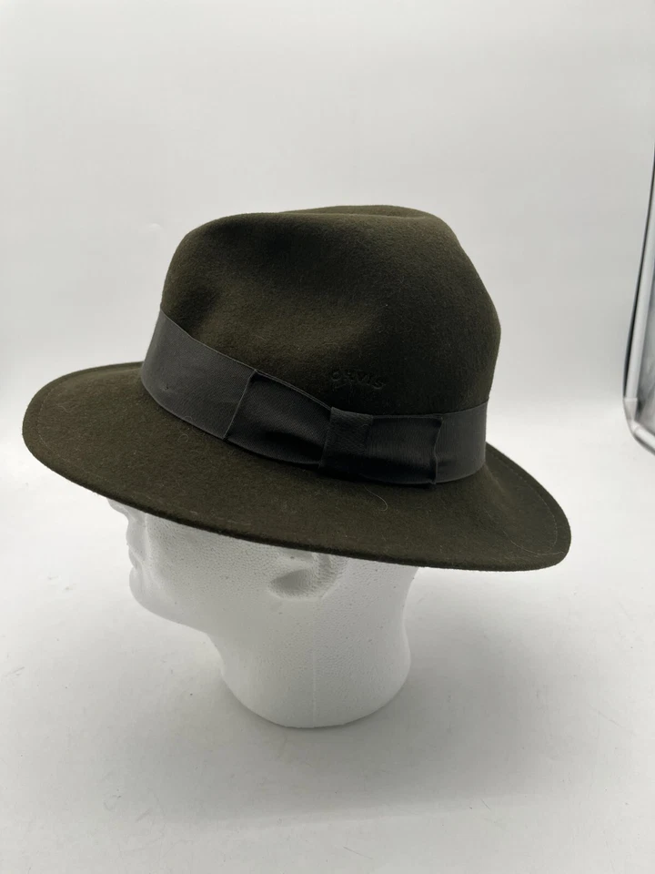Sombrero Fedora Embalable De Colección ORVIS Hecho en EE. UU. 100% Lana Fieltro Ligero - Verde - Pequeño Foto 2 de 4