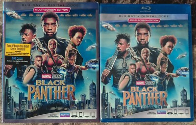 NEW Black Panther (Blu-ray + Digital Copy, 2018, w Embossed Slipcover) Marvel