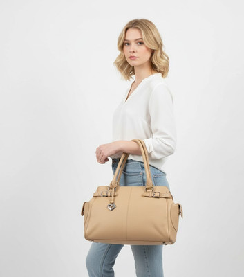 BRIGHTON Loretta Almond Shoulder Bag tri compartment storage vintage leather