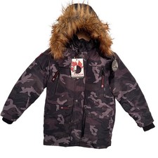 NWT Canada Weather Gear Kid Parka Faux Fur Hood SZ 7 Camo Unisex Winter Warm
