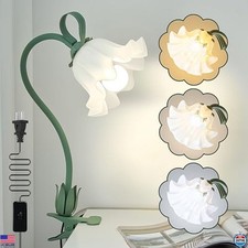 Adjustable Clip-On Flower Desk Lamp - 3 Color Modes LED, Flexible Gooseneck