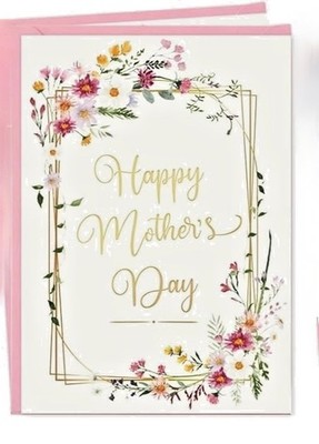 Happy Mother's  Day  Greeting Card -Blank Inside & Sticker 5'' x 7.2''