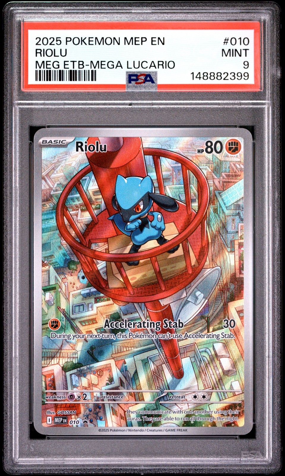2025 POKEMON MEP EN-ME BLACK STAR PROMO #010 RIOLU PSA 9