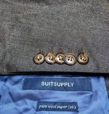Suitsupply Peak Lapel 100% pure wool super 130s classic suit jacket blazer 38R
