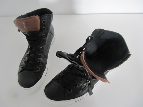 PAUL GREEN  HIGH TOP SNEAKER SCHWARZ/COGNAC  LEDER GR.  40  mit PG LOGO - Bild 5 von 6