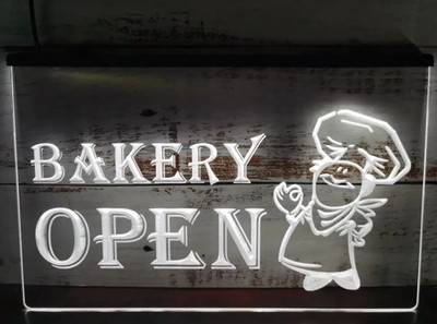 Bakery Open 3D LED Neon Light Sign Cake Bread Loaf Shop Wall Decor
