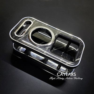 JDM Chrome Brim Marble Texture Cup Holder Drink Luxury Car Instrument Desk Table