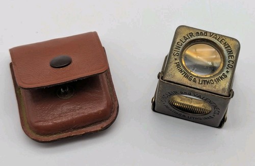 VINTAGE Germany Sinclair & Valentine Co Brass Folding Magnifying Glass Loupe