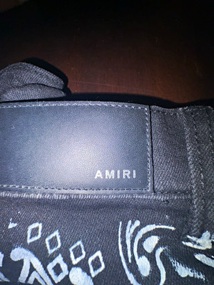 AMIRI Men s Black/White Paisley Bandana Print Skinny Denim Jeans Size 32