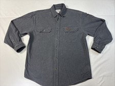 Carhartt Chamois Flannel Button Up Shirt Men's Large Gray Pockets. Flaws