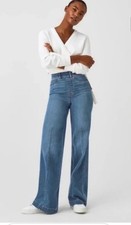 SPANX Seamed front wide leg jeans. Large