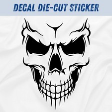 Distressed Skull Vinyl Car Decal Sticker Skeleton Biker Truck USA Truck Window