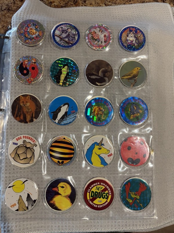TKO Pogs 1994 Milk Caps & Slammers Lot, Disney & Mixed Designs, Multicolor