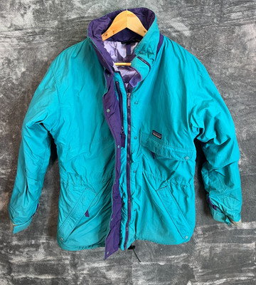 Vintage Patagonia 80s 90s Ski Jacket Teal Purple Made in Hong Kong Womens Large