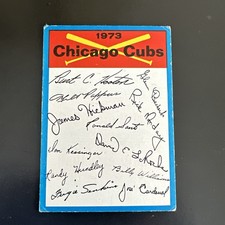1973 Blue Chicago Cubs Checklist Marked VG