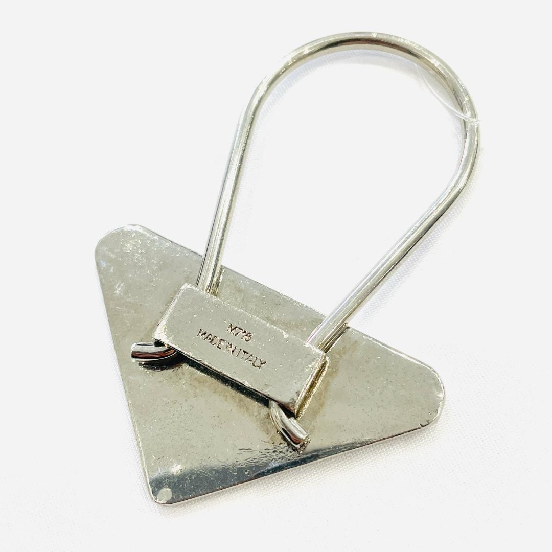 PRADA M716 Triangle Logo Charm Silver Used with Box thumbnail 2