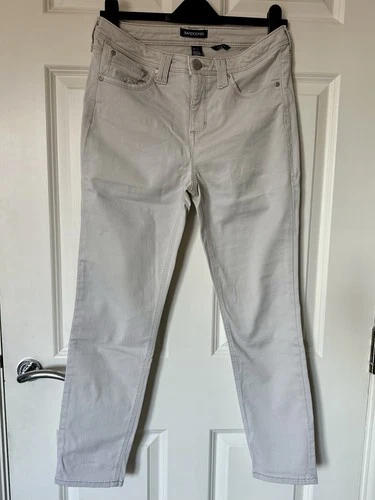 Bandolino Women 5 Pockets Jeans Stone Beige Slim Stretch Pants Straight Legs UK8