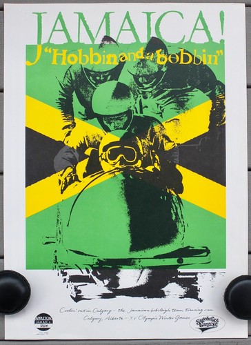 Jamaica Bobsled Team 1988 Poster For Olympics XV In Calgary Canada 22.5" X 16"