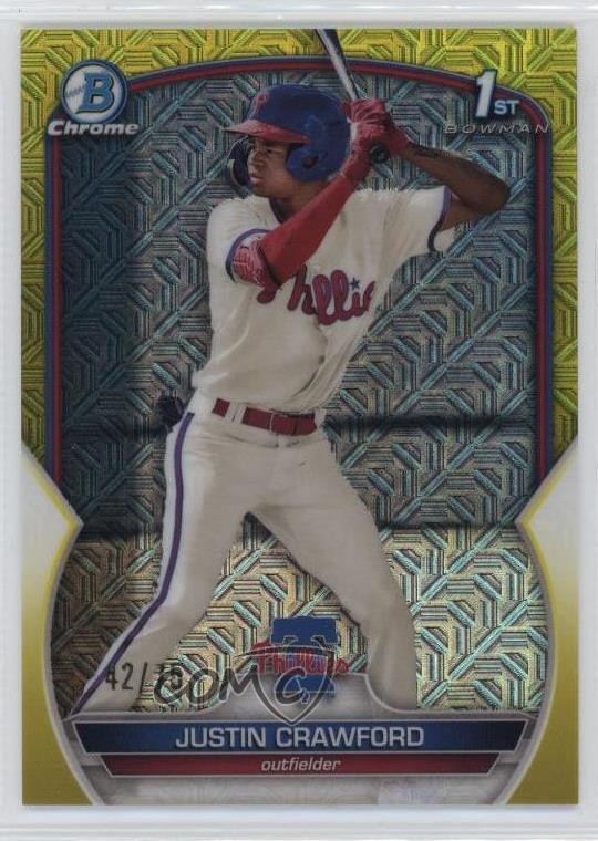2023 Bowman Mega Box Yellow Mojo Refractor 42/75 Justin Crawford #BCP-3 1e96