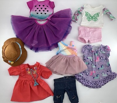 NICE 18  Doll Clothes Lot Fits AG OG Shirt Shorts Dress Purple Net Skirt Hat Lot