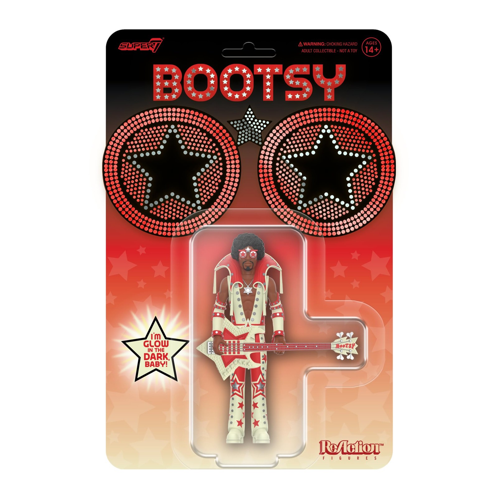 Super7 Bootsy Collins Glow - 375 Bootsy Collins Action Figure with Accessory 9390₽